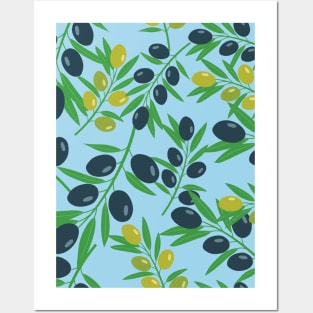 Olives - Mediterranean pattern Posters and Art